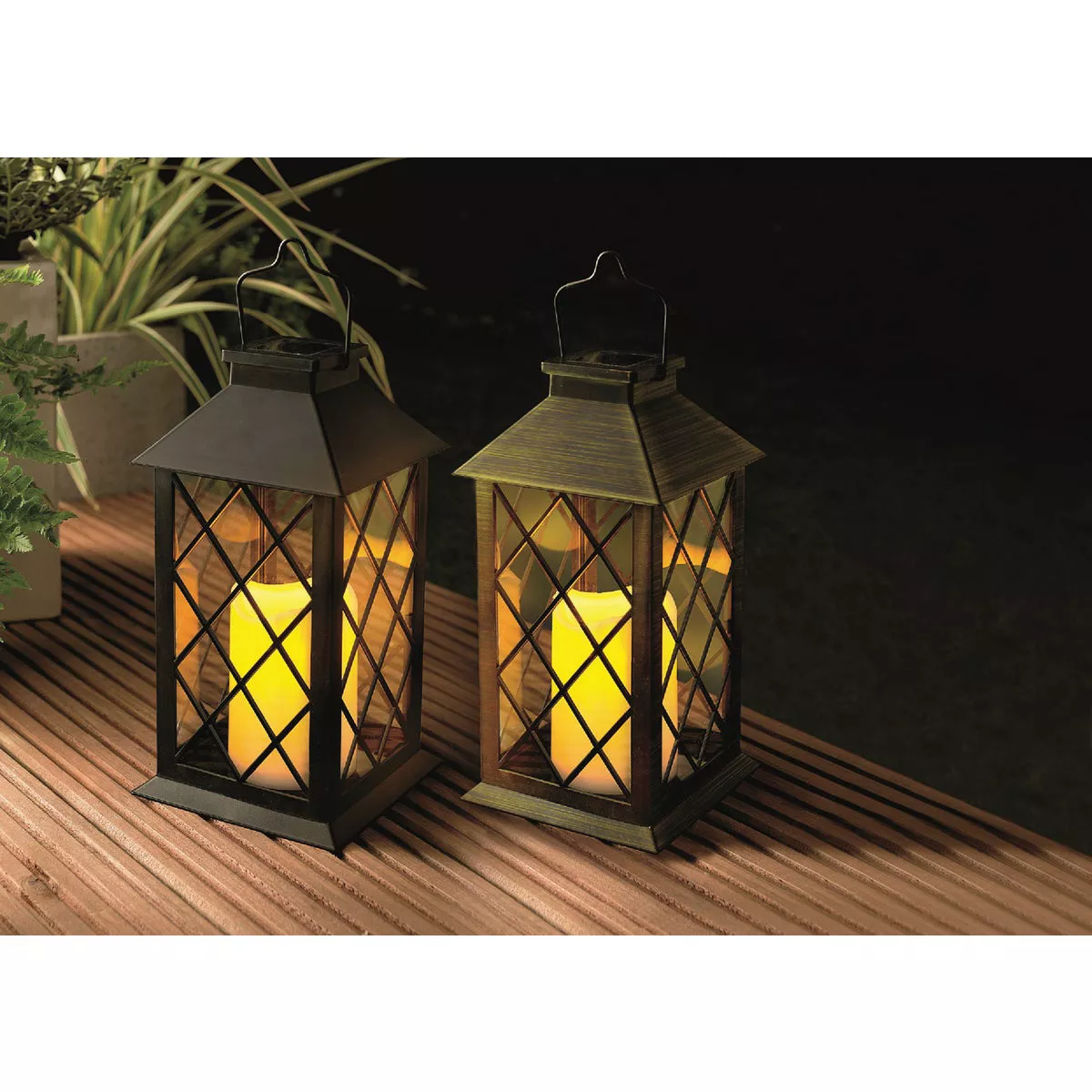 Gardman Cole and Bright 5.5 In. W. x 11 In. H. x 5.5 In. D. Amber Candle Light Plastic LED Solar Lantern - photo 4