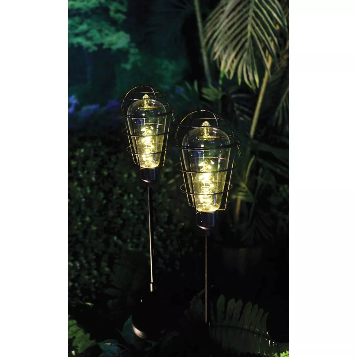 Solaris Metal Cage Edison Style 35 In. H. Solar Stake Light - photo 4