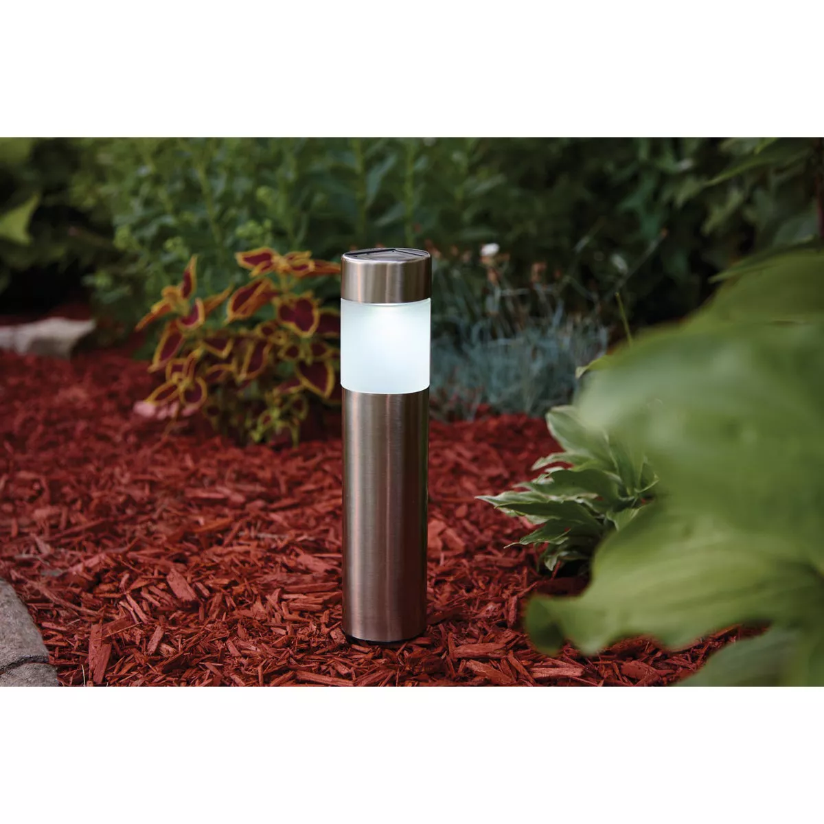 Outdoor Expressions Stainless Steel 1.6 Lumens Bollard Solar Path Light - photo 2