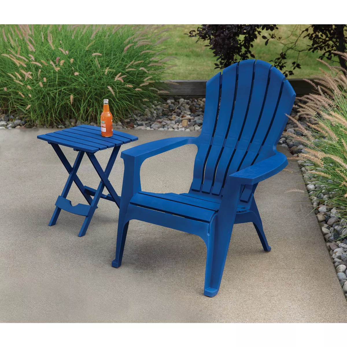 Adams Quik-Fold Monaco Blue 15 In. x 17.5 In. Rectangle Resin Folding Side Table - photo 3