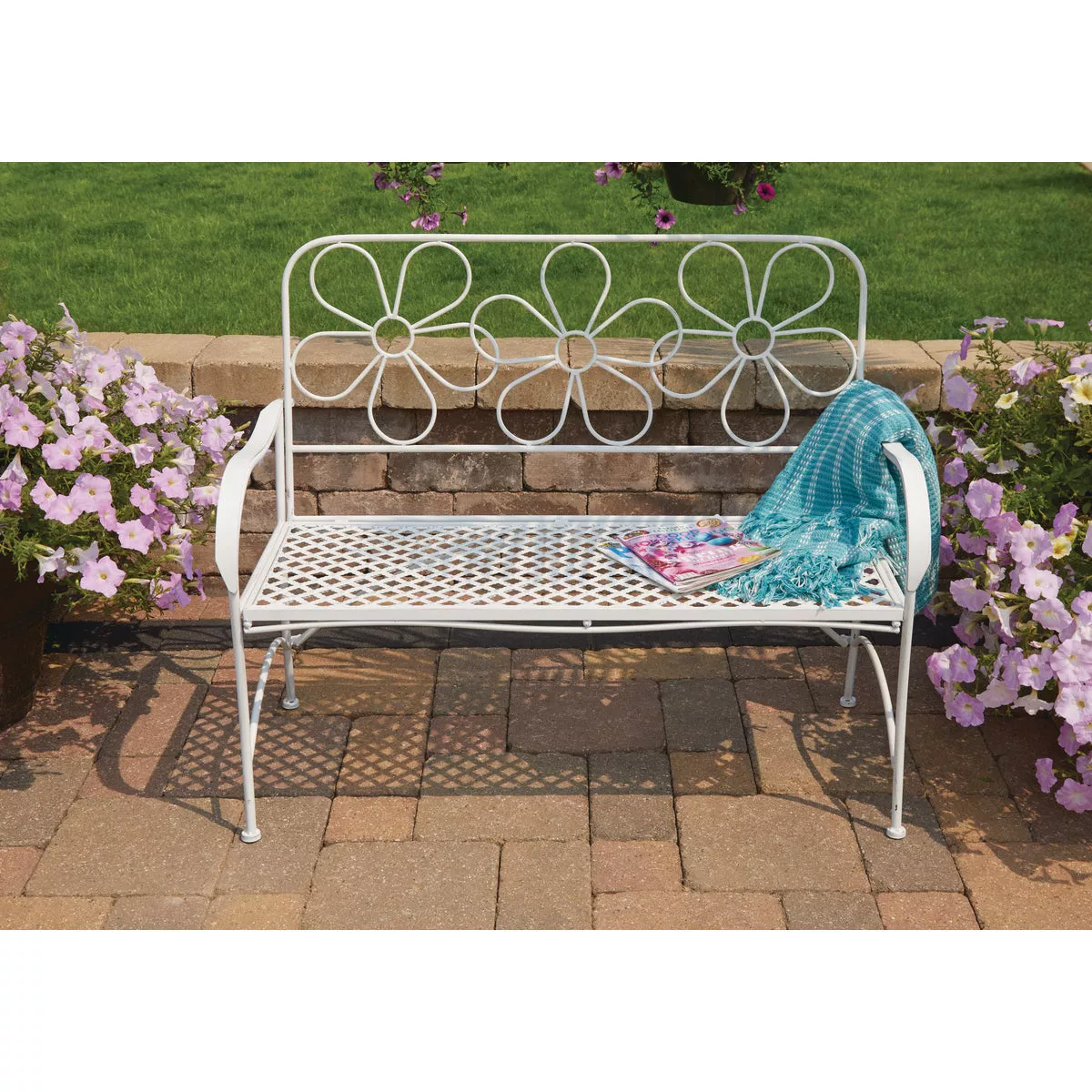 Alpine 45 In. L. White Iron Daisy Bench - photo 4