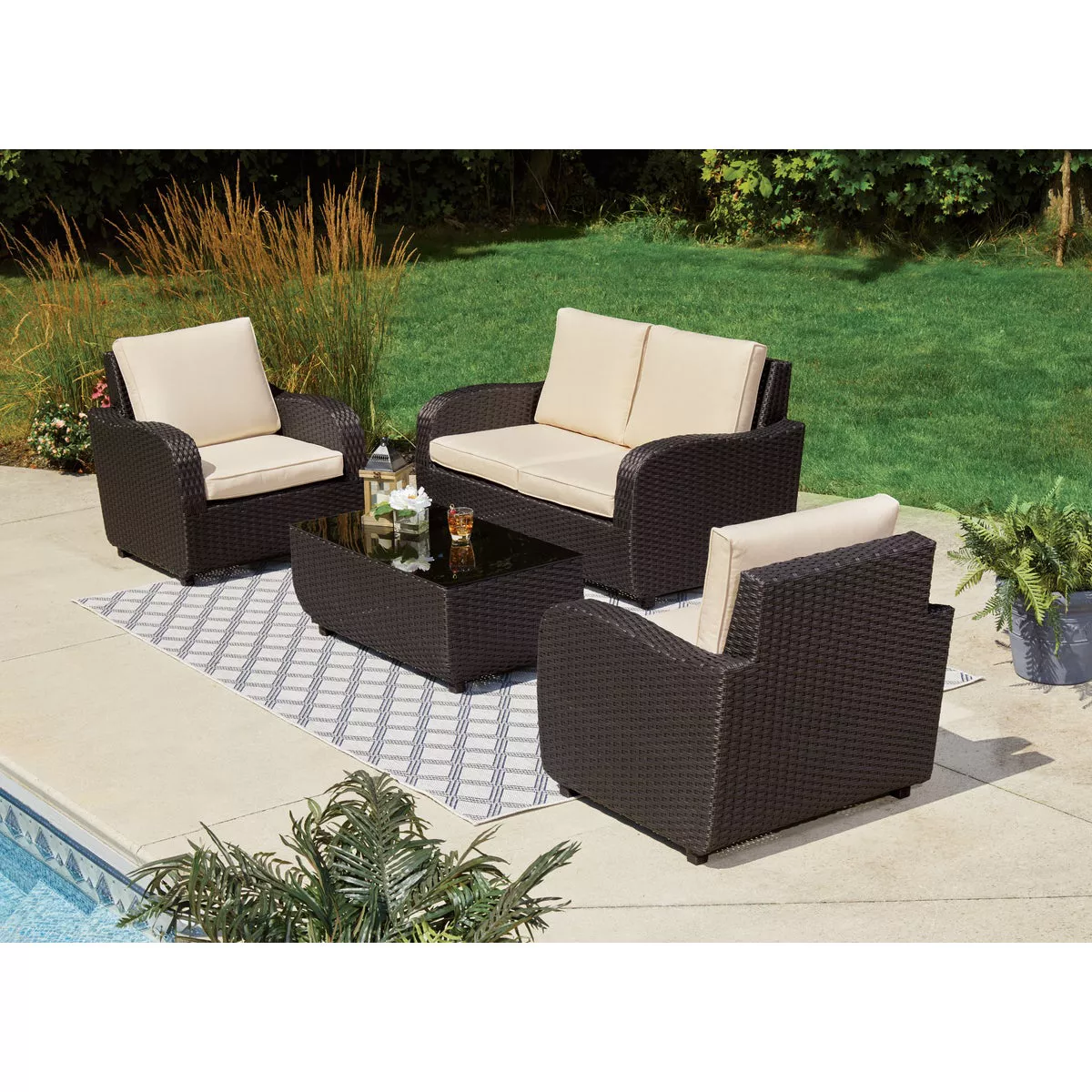 Outdoor Expressions 4-Piece Rattan Chat Set - photo 8