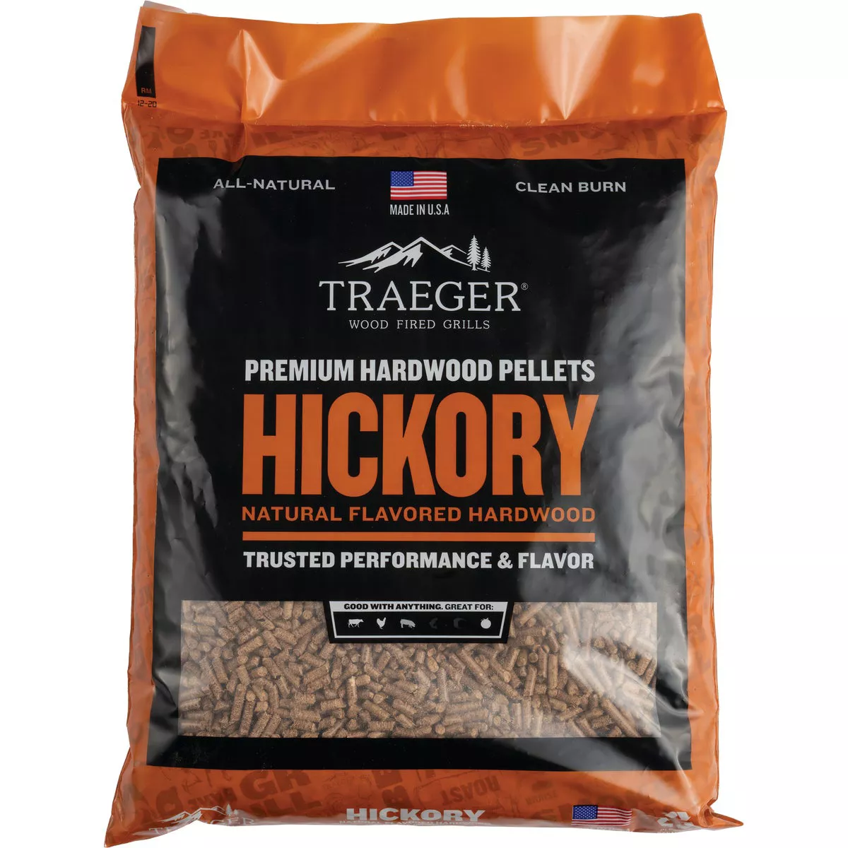 Traeger 20 Lb. Hickory All-Natural Wood Grilling Pellets