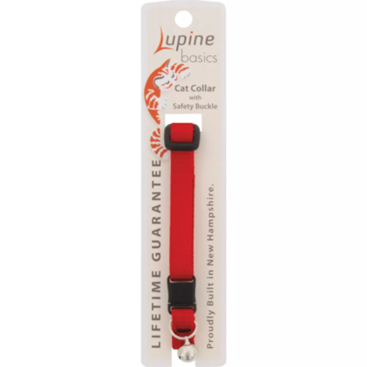 Lupine 1/2 In. Traditional Solid Red 8 to 12in. Breakaway Cat Collar with Bell