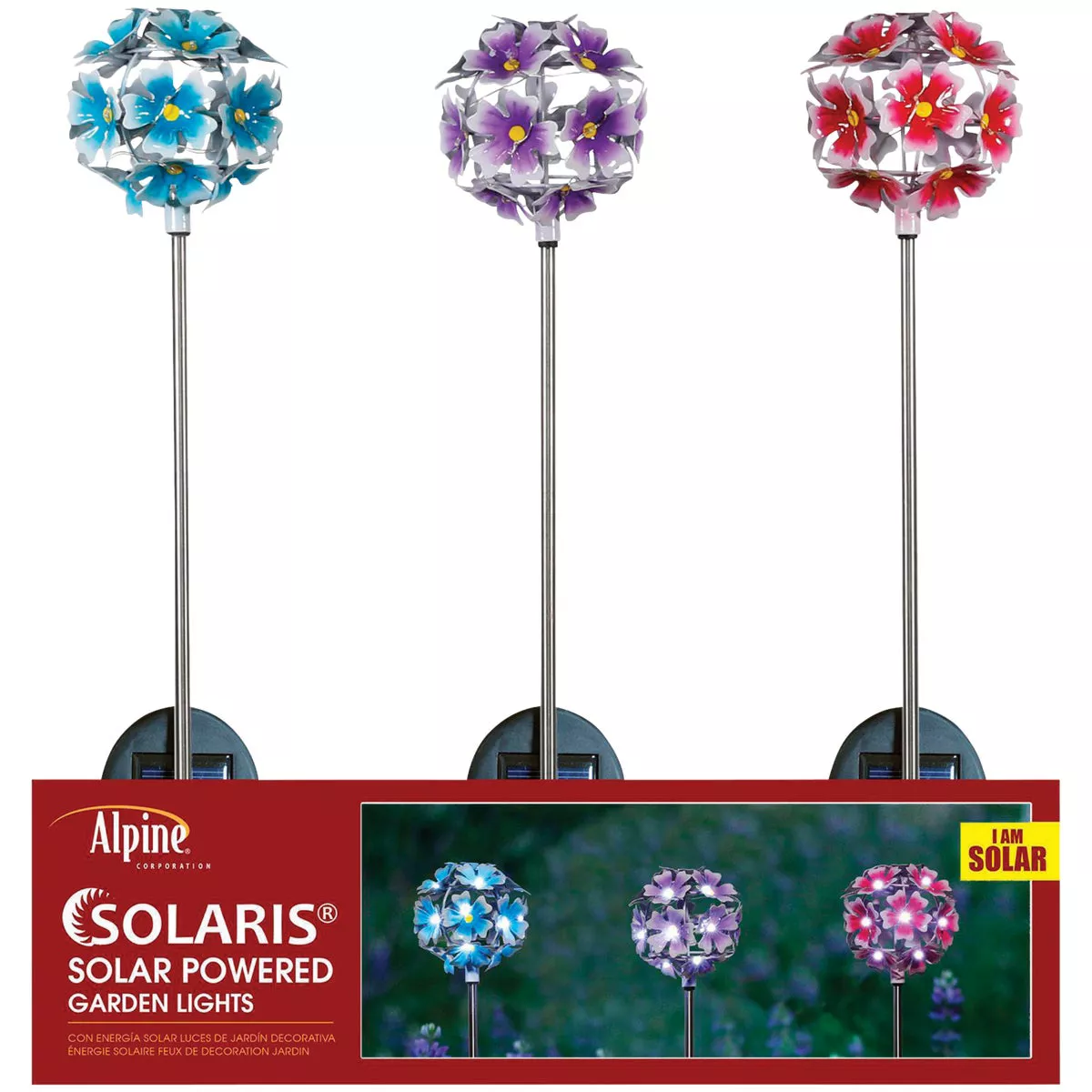 Alpine Metal 33 In. H. Hydrangea Ball Solar Stake Light - photo 3