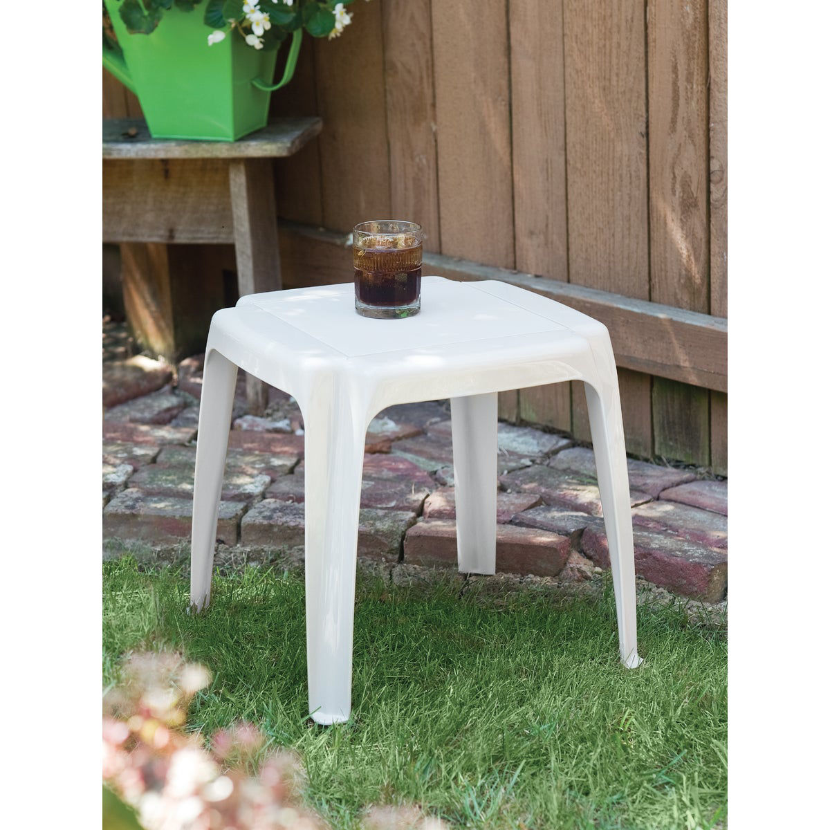 Stackable plastic deals outdoor side tables