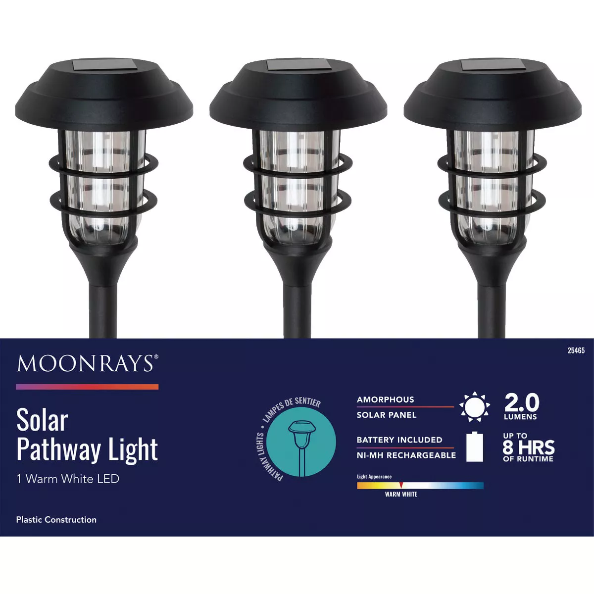Moonrays Black 2 Lumens Plastic Solar Cage Path Light - photo 2