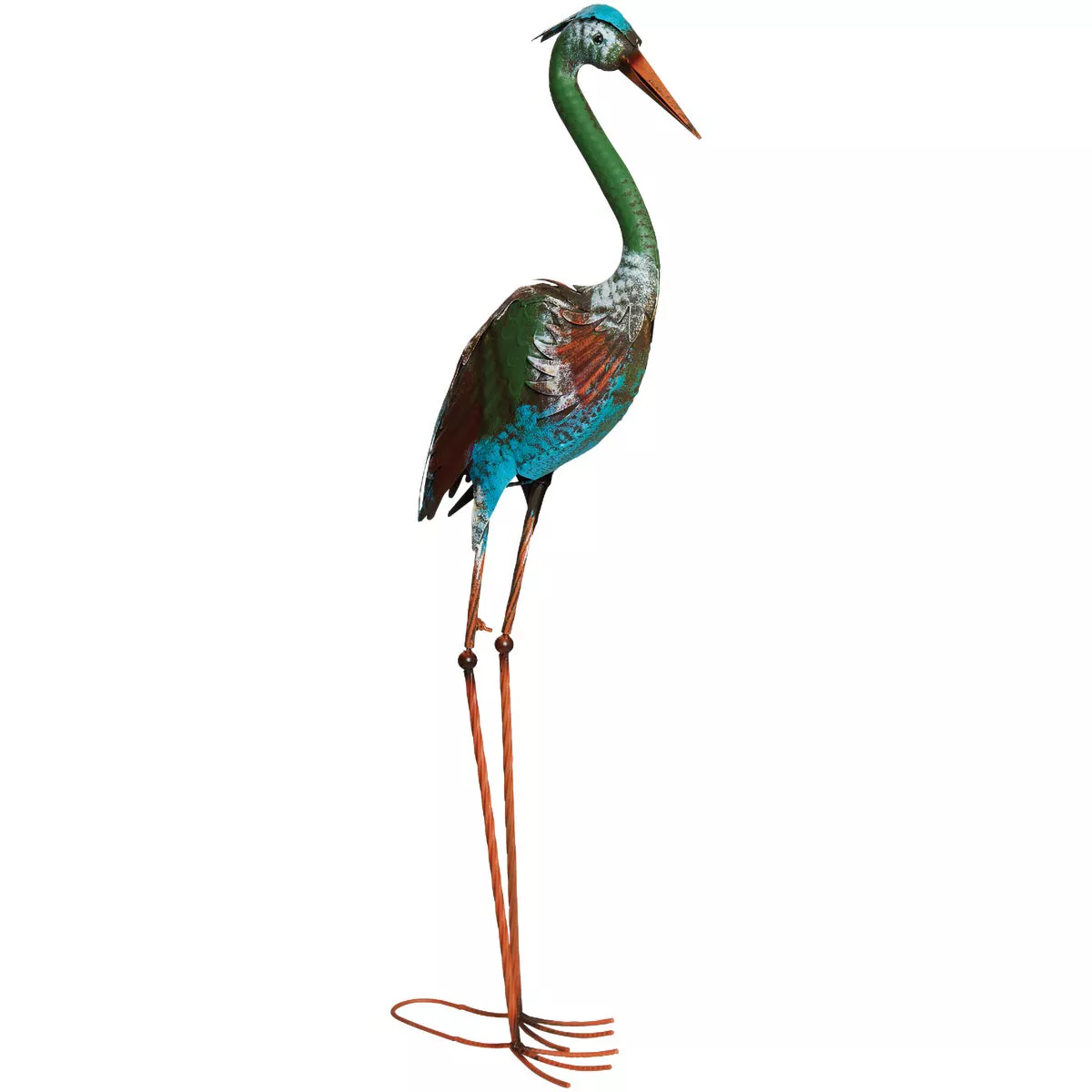 Alpine 40 In. H. Rustic Metal Standing Crane Lawn Statue