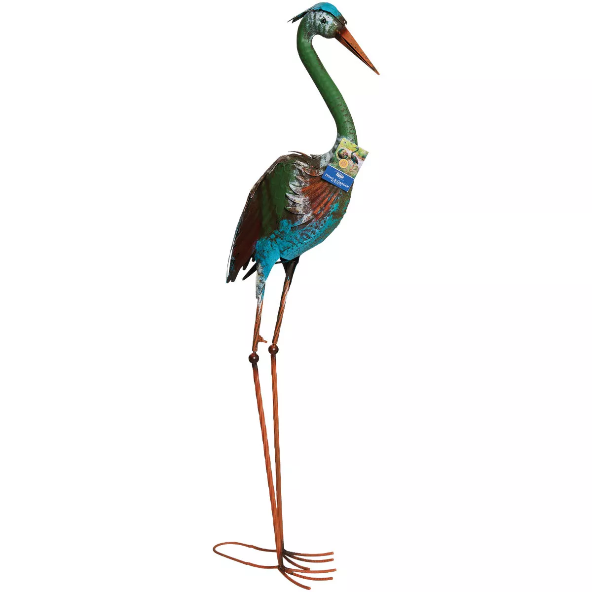 Alpine 40 In. H. Rustic Metal Standing Crane Lawn Statue - photo 2