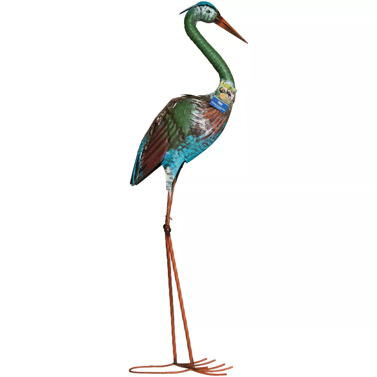 Alpine 40 In. H. Rustic Metal Standing Crane Lawn Statue - photo 3