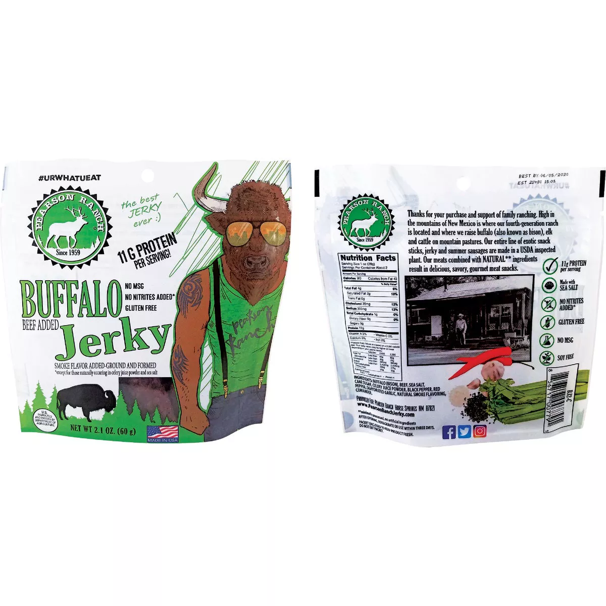 Pearson Ranch Jerky 2.1 Oz. All-Natural Buffalo Jerky