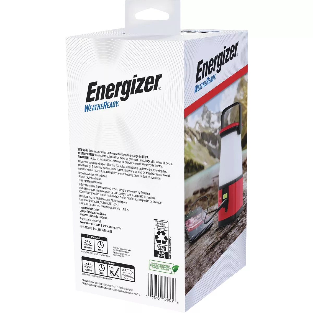 Energizer Weatheready 6 in. W. x 10 In. H. Red Plastic 360 Deg LED Lantern - photo 2