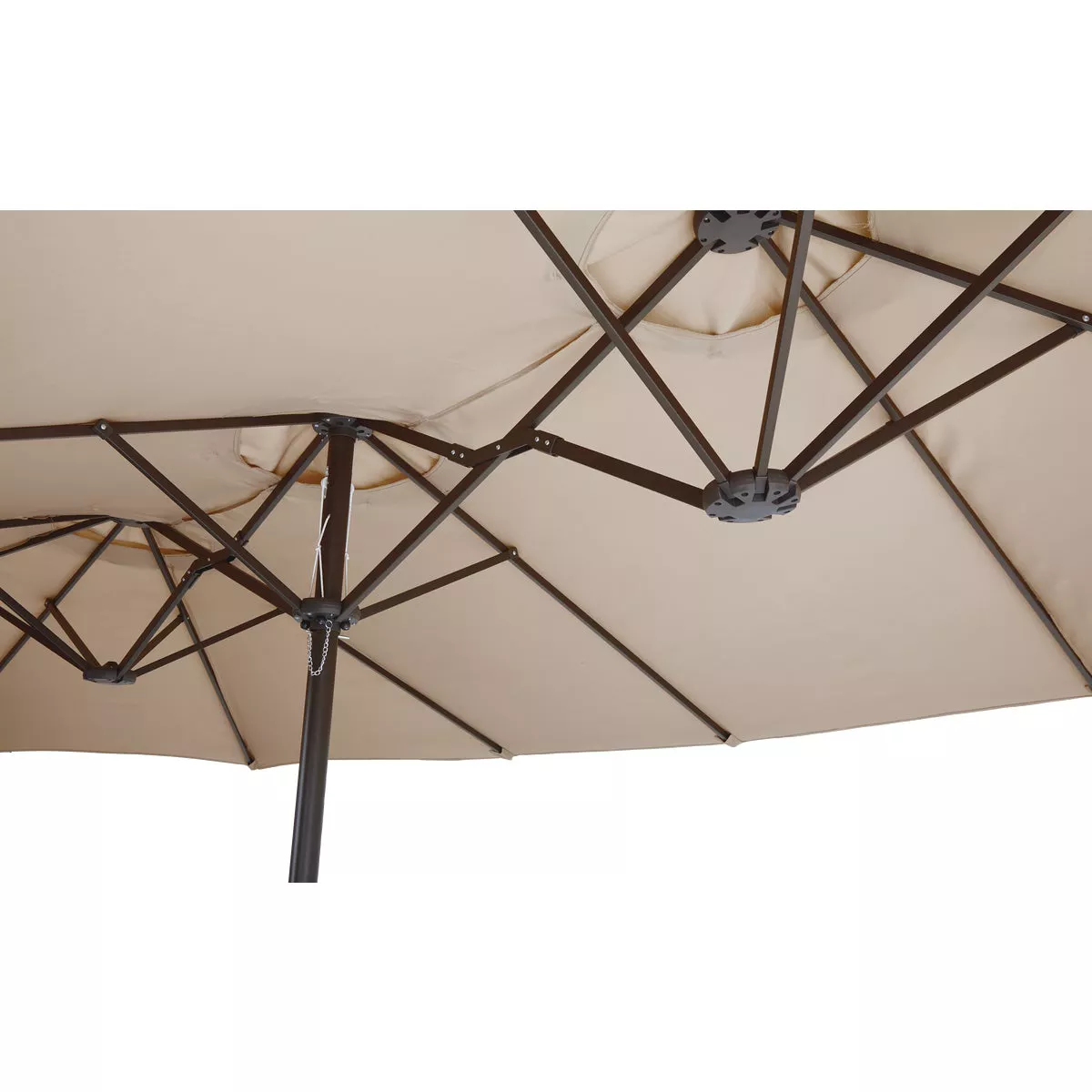 Outdoor Expressions Steel Crank Tan Double Patio Umbrella - photo 3
