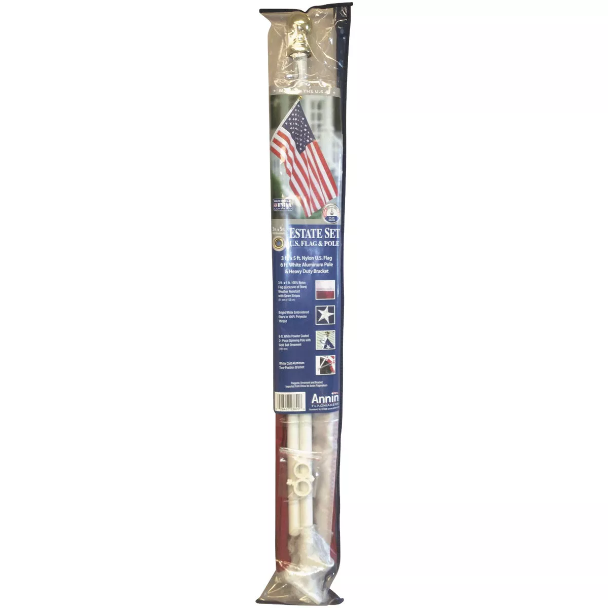 Annin 3 Ft. x 5 Ft. Nylon American Flag & 6 Ft. Aluminum Pole Kit
