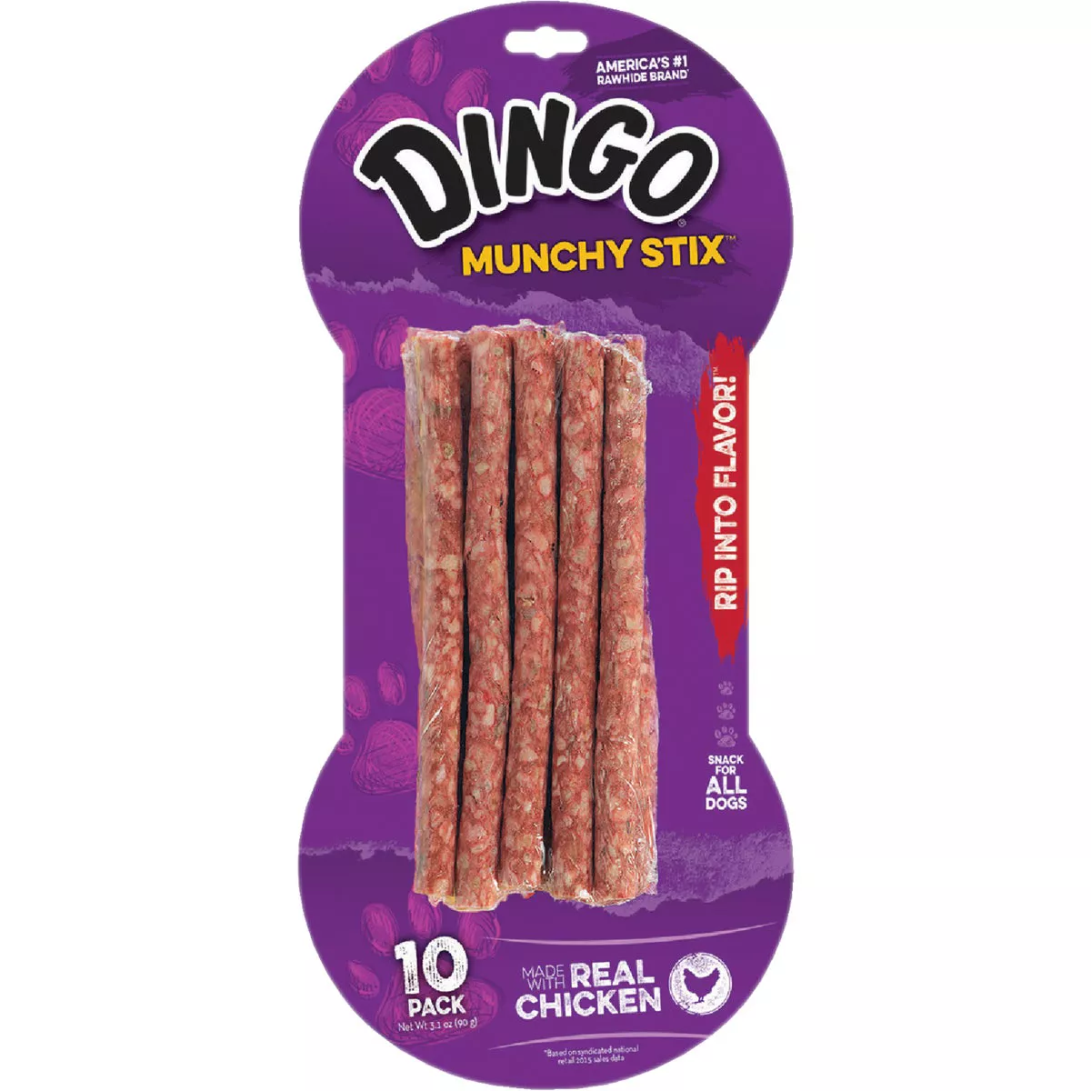 Dingo Munchy Stix Chicken Stick 5 In. Rawhide Chew (10-Pack)