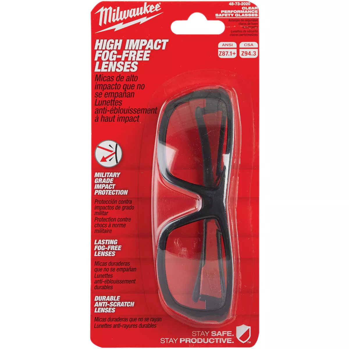 Milwaukee Red & Black Frame High Performance Safety Glasses with Clear Lenses - photo 2