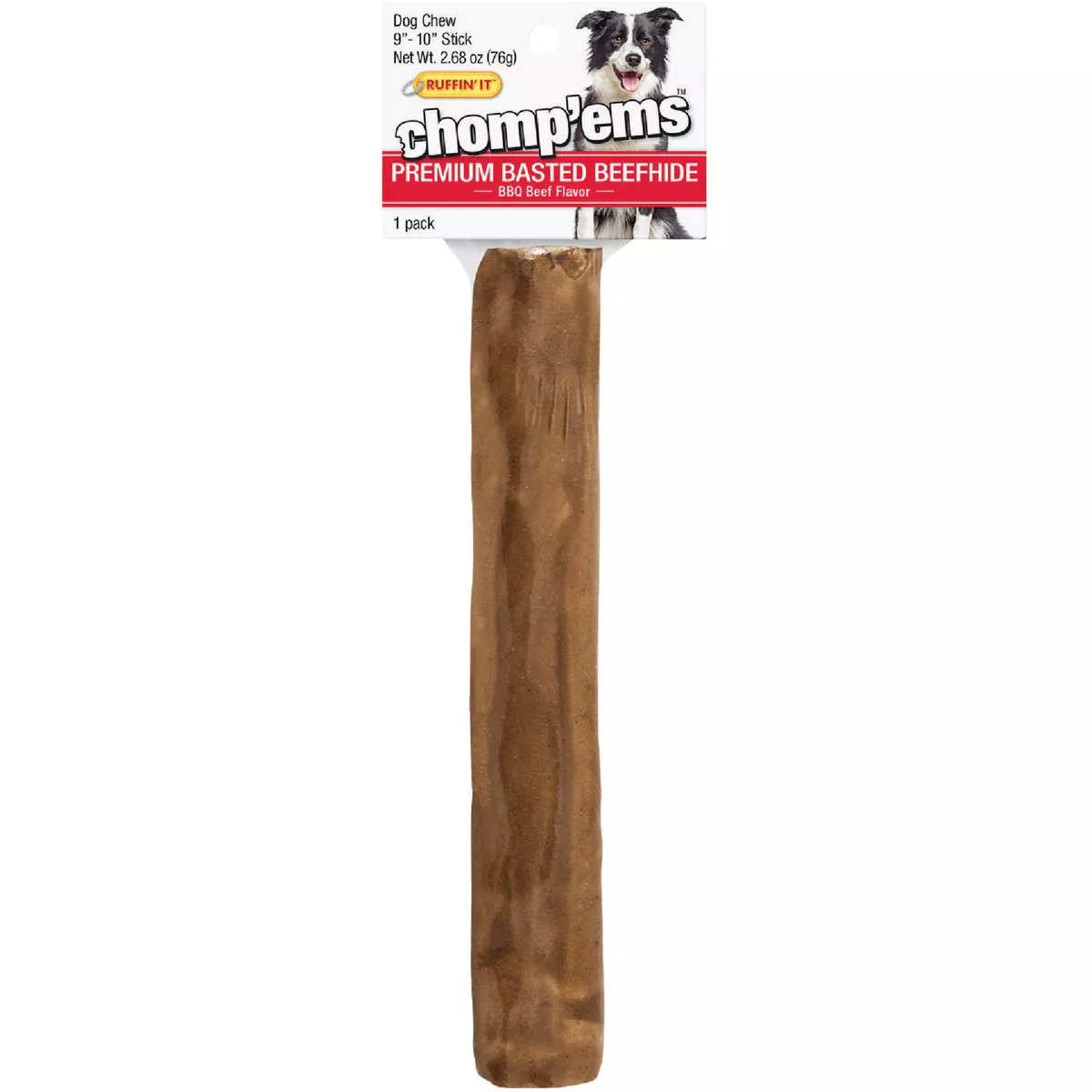 Westminster Pet Ruffin' it Chomp'ems Beef Stick 9 In. to 10 In. Rawhide Chew