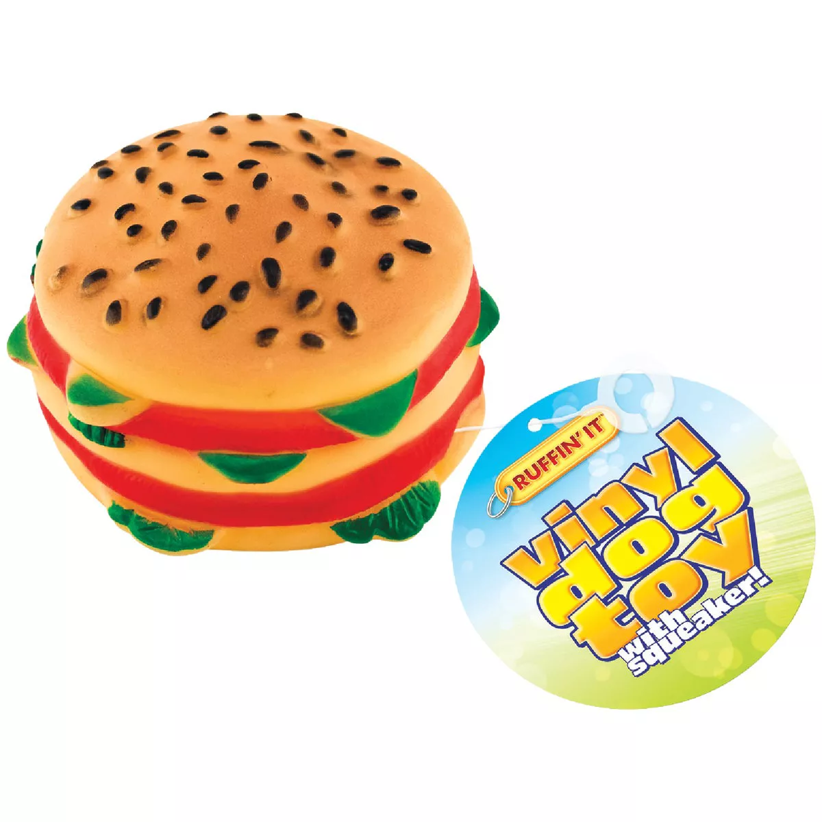 Westminster Pet Ruffin' it 3.86 In. W. x 1.97 In. H. x 3.75 In. L. Squeaky Hamburger Vinyl Dog Toy - photo 2