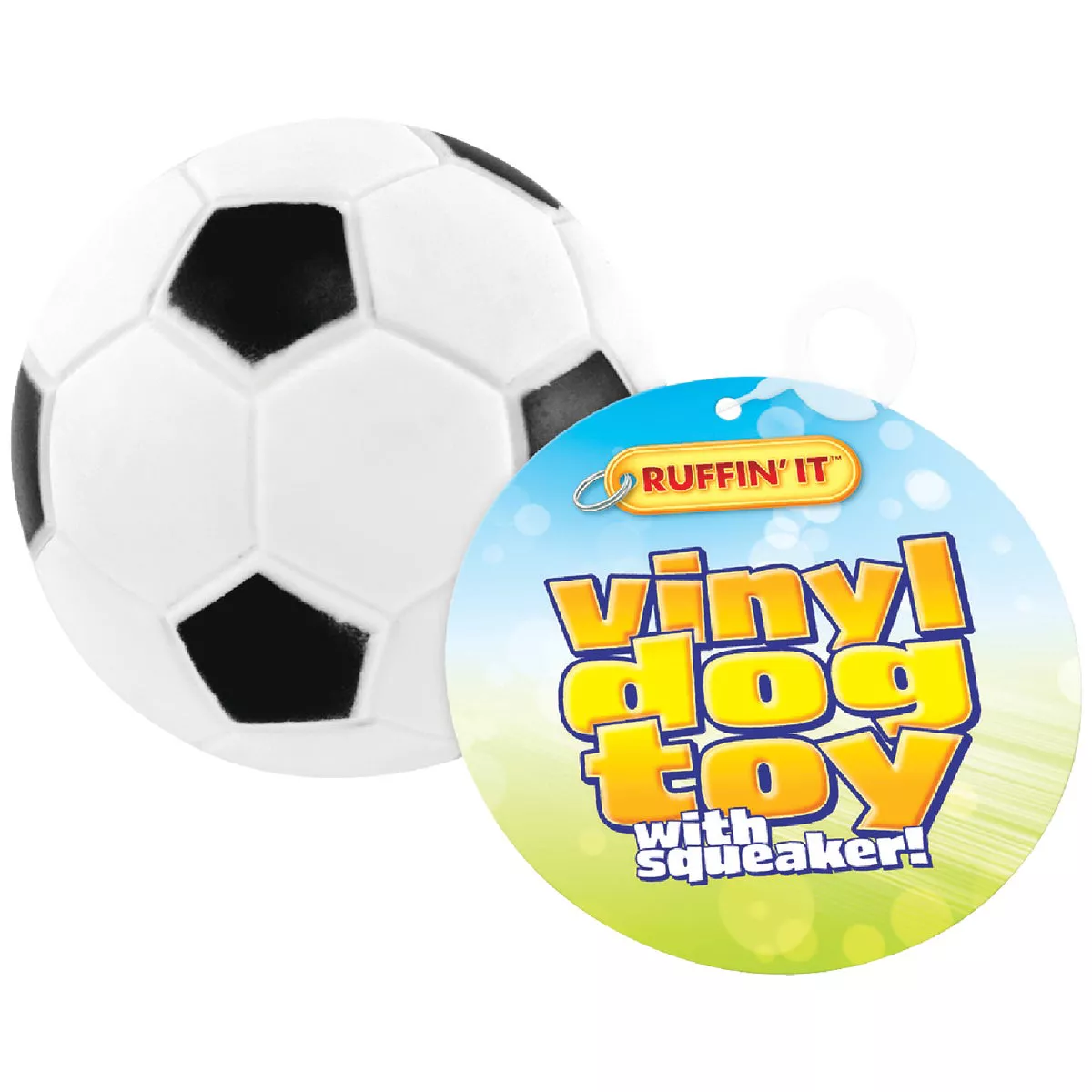 Westminster Pet Ruffin' it 2-3/4 In. W. x 2-3/4 In. H. x 2-3/4 In. L. Squeaky Soccer Ball Vinyl Dog Toy - photo 2