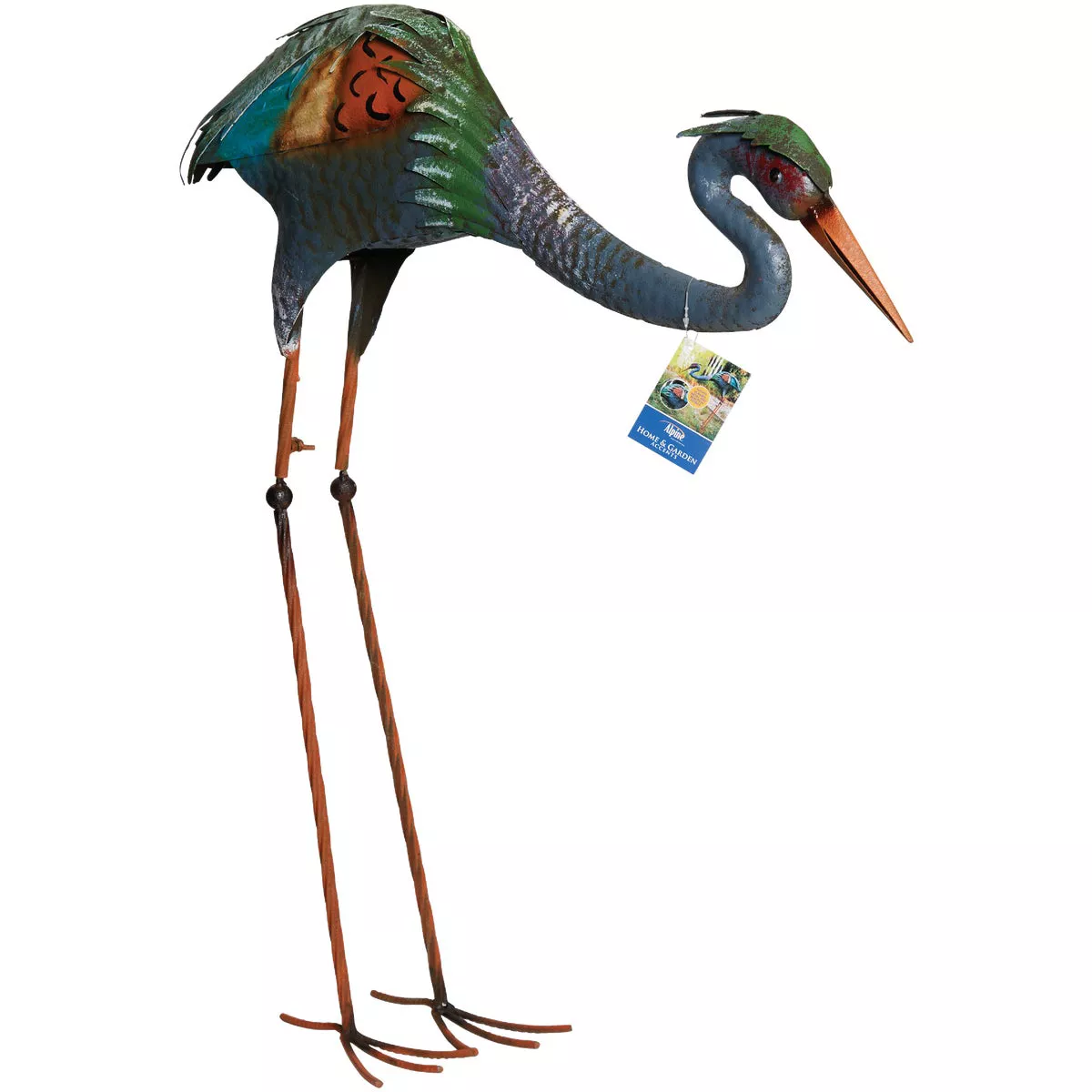 Alpine 30 In. H. Rustic Metal Feeding Crane Lawn Statue - photo 2