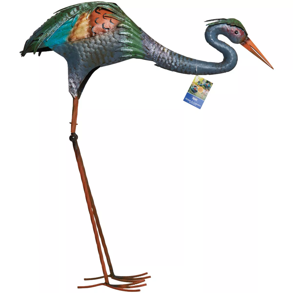 Alpine 30 In. H. Rustic Metal Feeding Crane Lawn Statue - photo 3