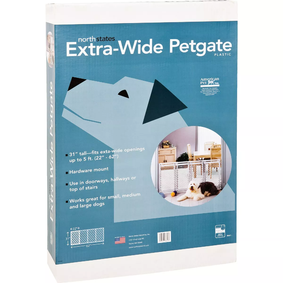 North States 22 In. to 62 In. W. White Plastic Extra Wide Pet Gate - photo 2