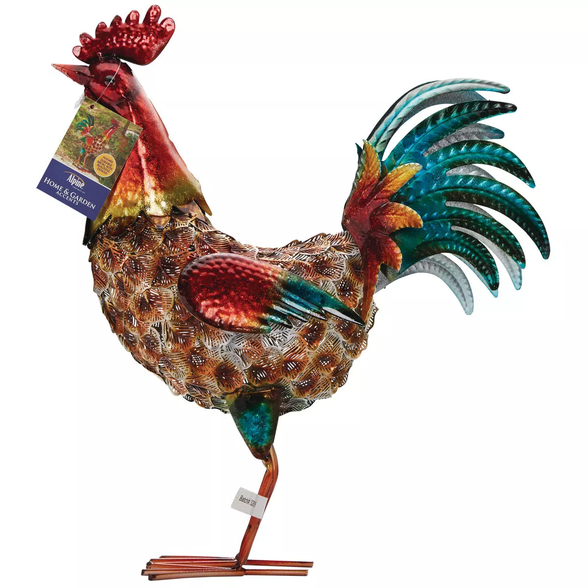 Alpine 16 In. H. Glossy Iron Rooster Lawn Statue - photo 2