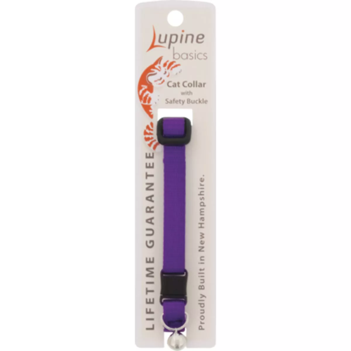 Lupine 1/2 In. Traditional Solid Purple 8 to 12 in. Breakaway Cat Collar with Bell