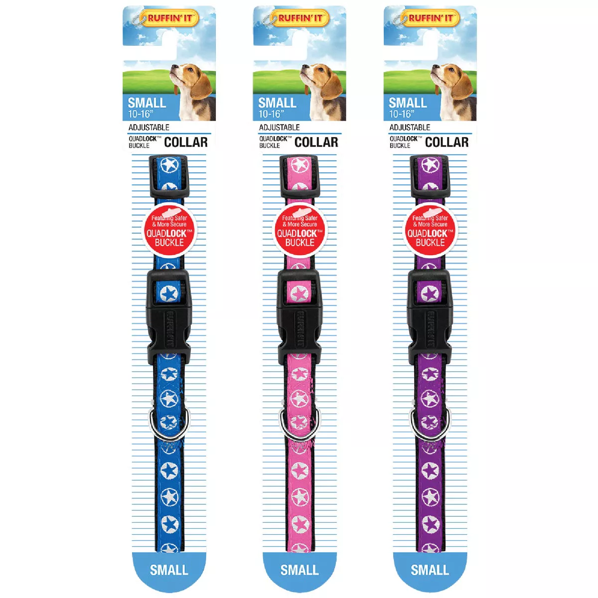 Westminster Pet Ruffin' it Adjustable 10 In. to 16 In. Nylon Star Print Dog Collar