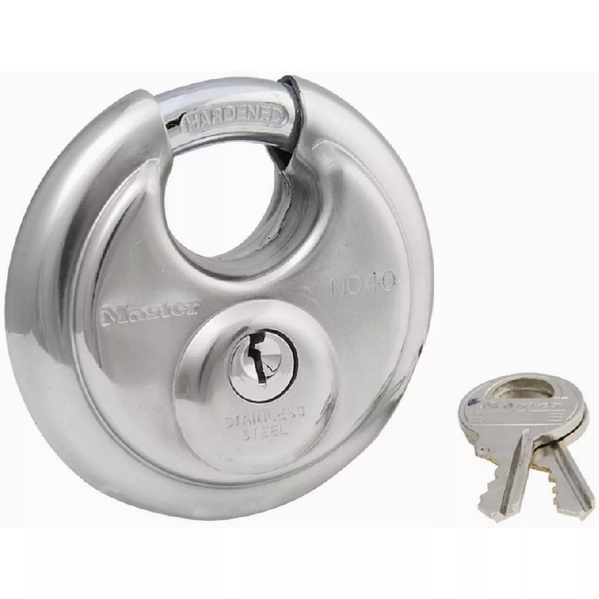 Master Lock 2-3/4 In. (70mm) Wide Stainless Steel Discus Padlock with Shrouded Shackle