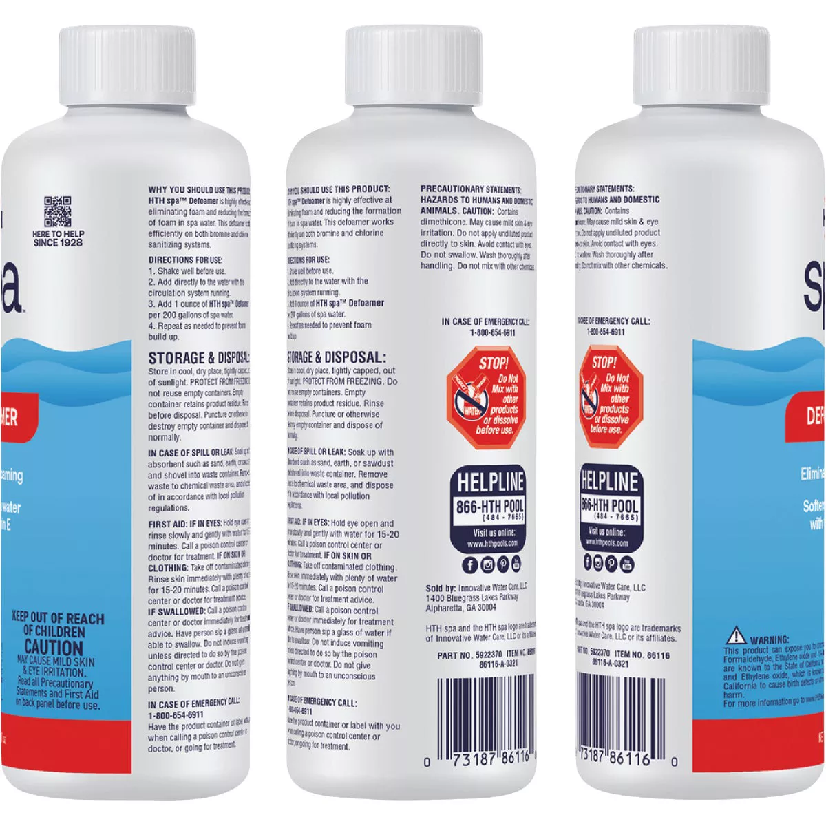 HTH Spa Care 16 Oz. Defoamer Foam Inhibitor - photo 2