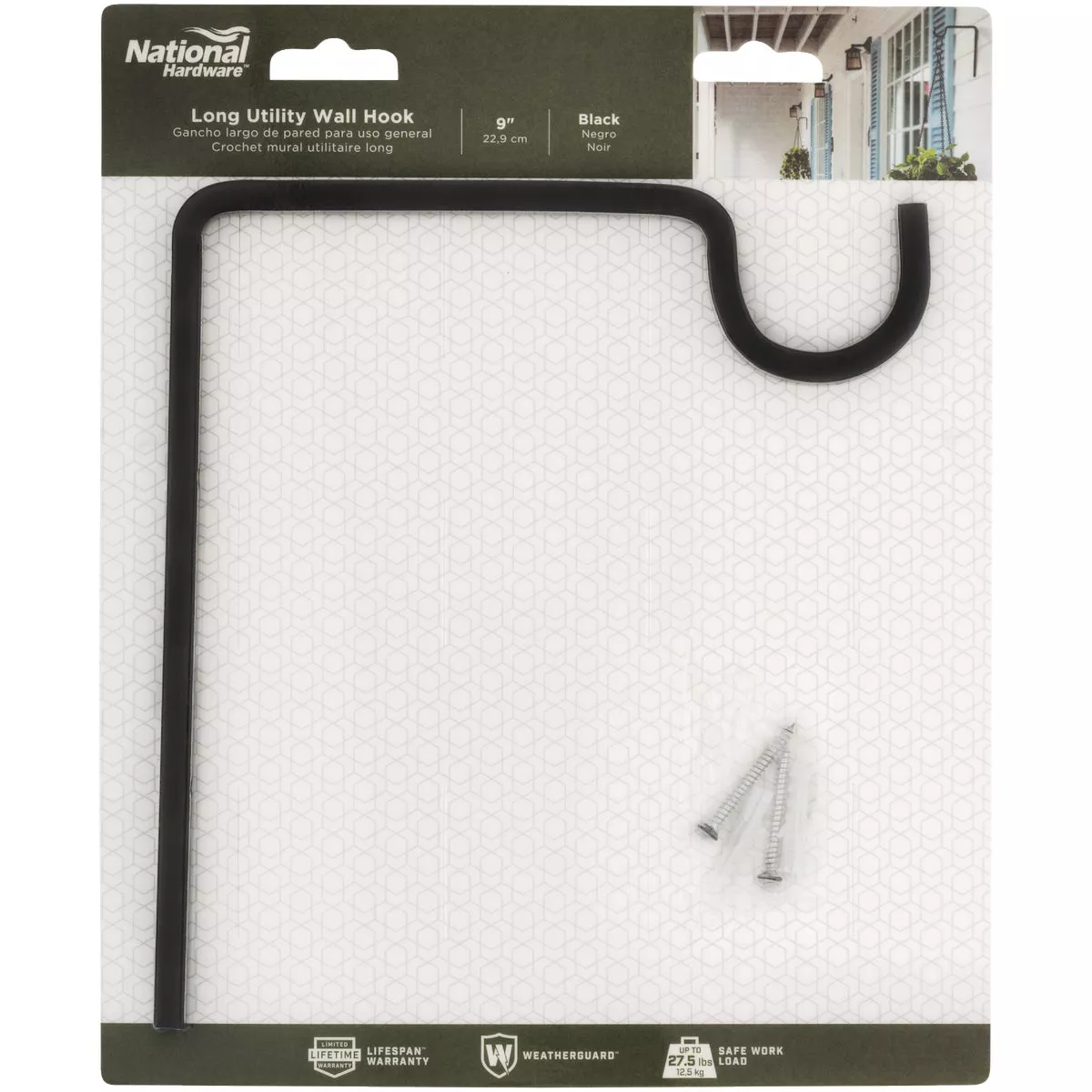 National Hardware 9 In. Black Steel Extended Wall Hook Plant Hanger - photo 2