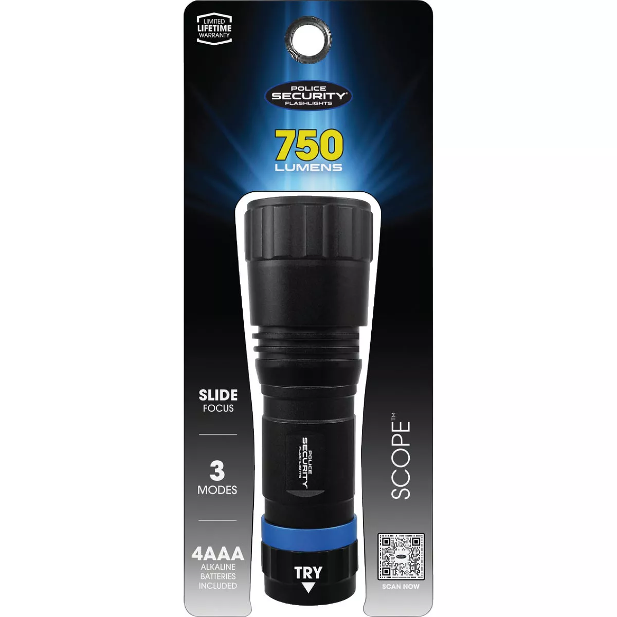 Police Security Scope 750 Lm. LED 4AAA Flashlight