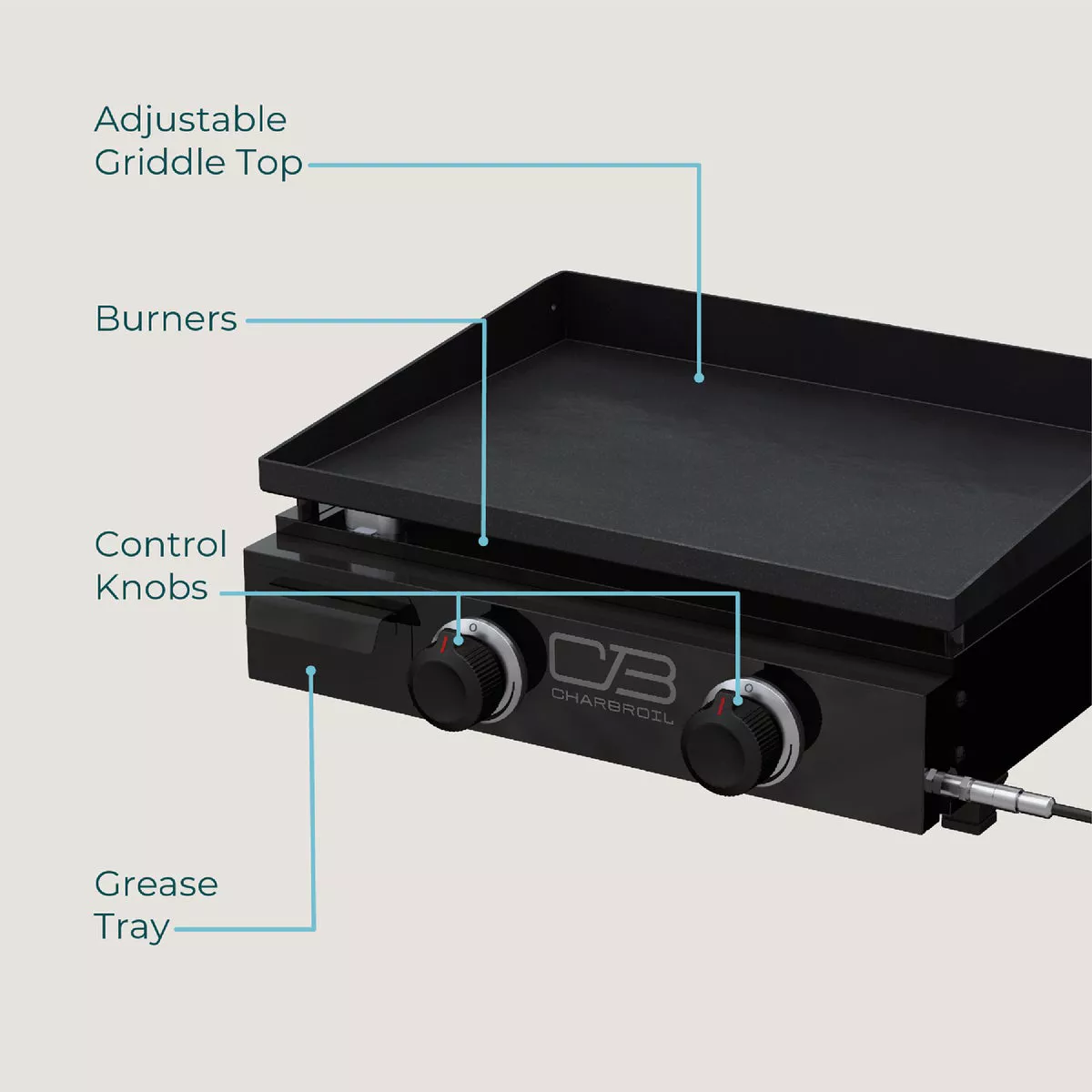 Char-Broil 22 In. Performance Series Portable Tabletop 2 Burner Propane Gas Griddle, Black - photo 3