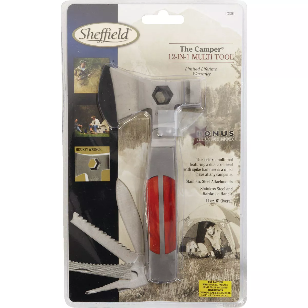 Sheffield Camper 12-In-1 Stainless Steel & Wood Multi-Tool - photo 2