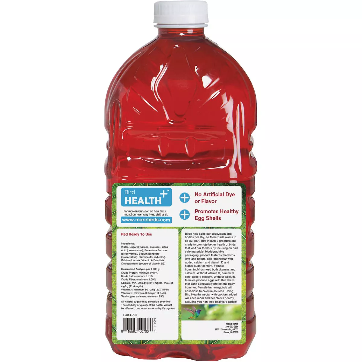 Classic Birds More Birds Bird Health+ 64 Oz. Liquid RTU Red Hummingbird Nectar - photo 4