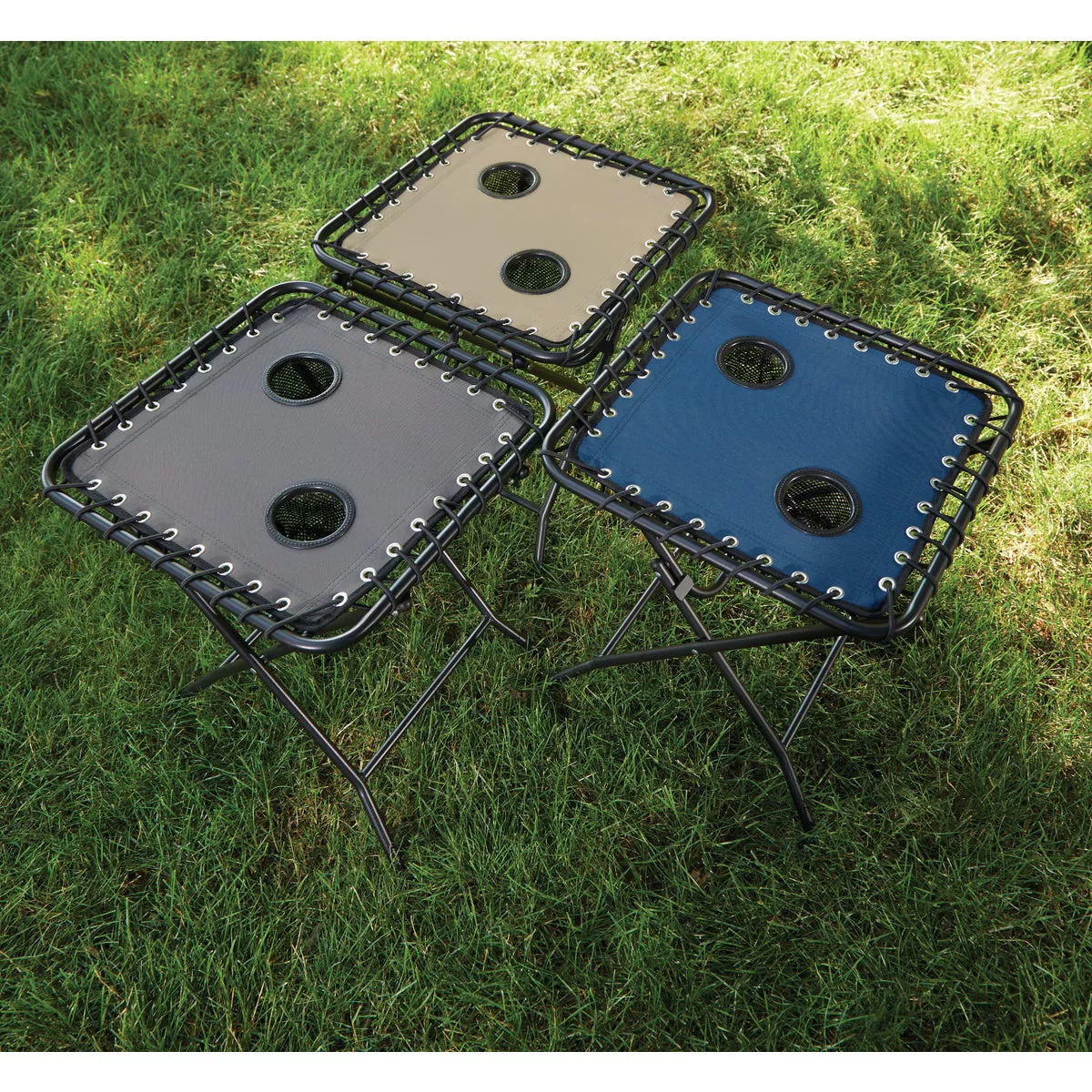 Outdoor Expressions Tan 18 In. Square Steel Folding Side Table - photo 5