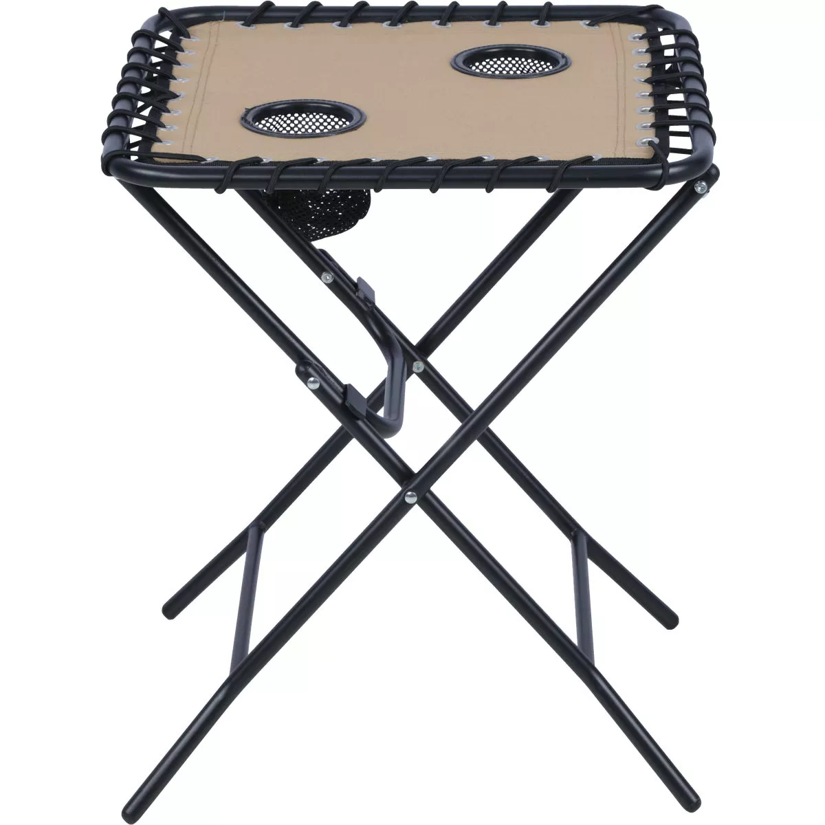 Outdoor Expressions Tan 18 In. Square Steel Folding Side Table - photo 4