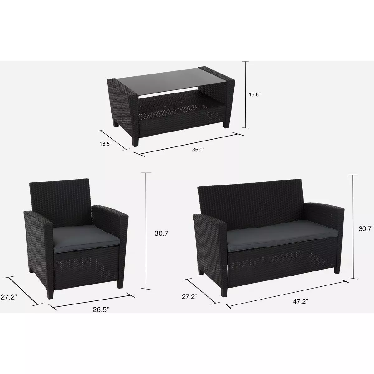 Outdoor Expressions Malmo 4-Piece Resin Wicker Chat Set - photo 4