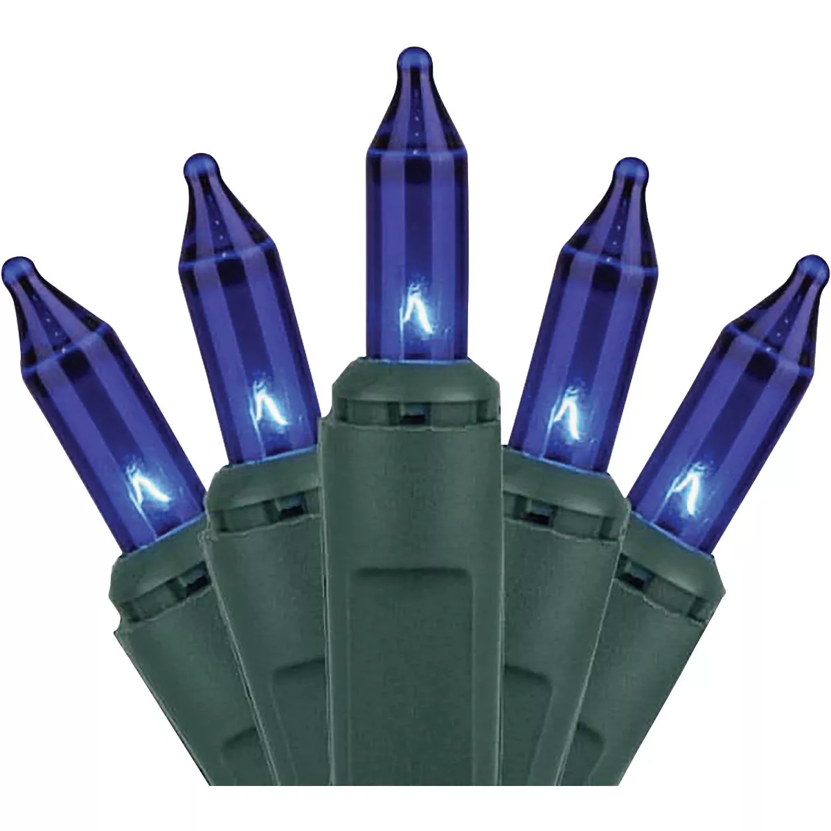 J Hofert Blue 50-Bulb Mini Incandescent String Light Set with Green Wire