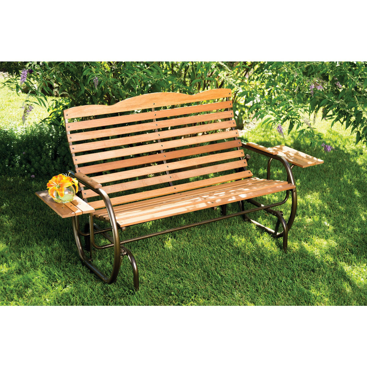 Jack Post Country Garden Taupe HiBack Glider with Trays Do it Best