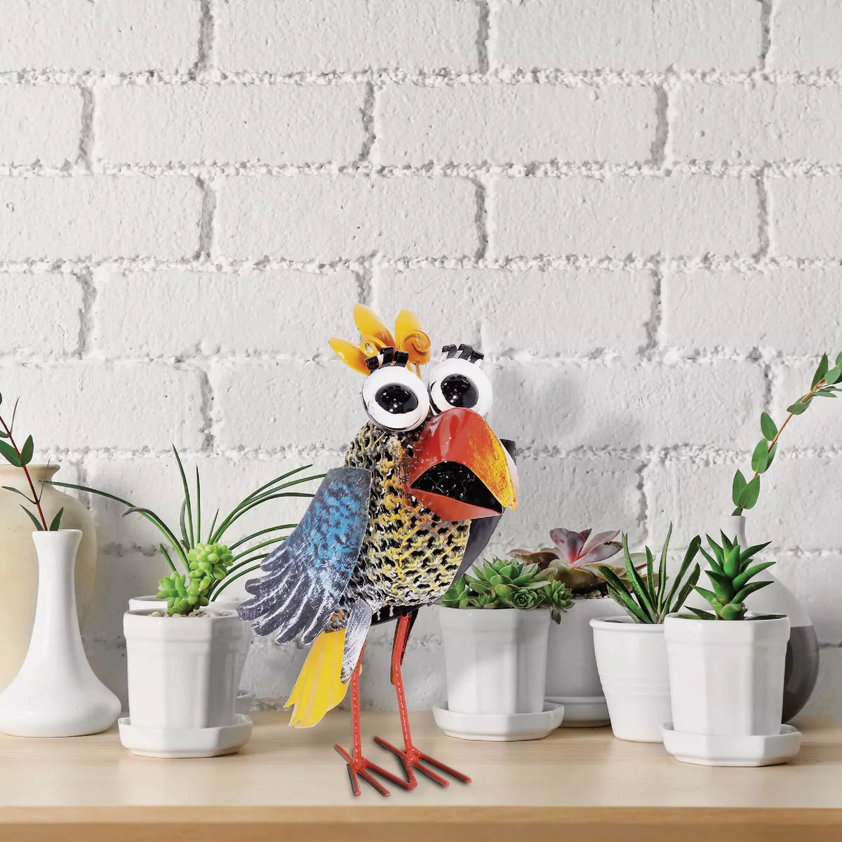 Alpine 12 In. H. Iron Quirky Wide-Eyed Yellow Bird Lawn Ornament - photo 4