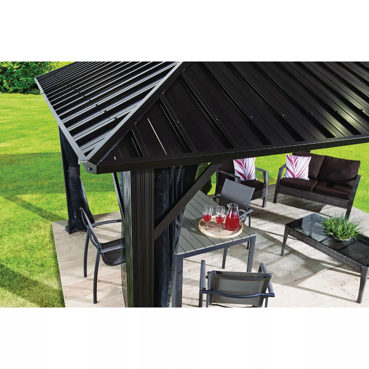 Sojag Genova 10 Ft. x 10 Ft. Brown Powder Coated Aluminum Gazebo with Galvanized Steel Roof - photo 2