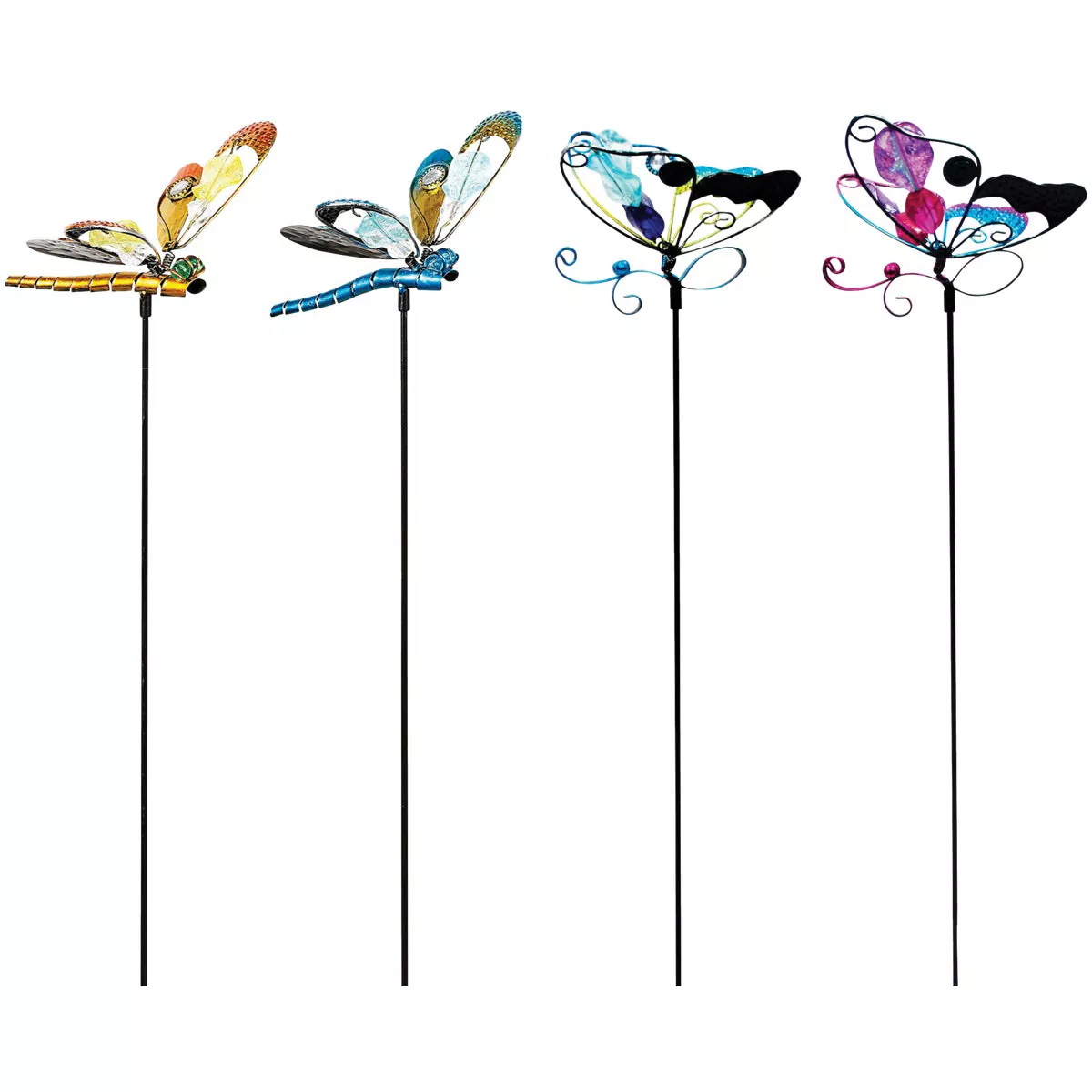 Alpine 36 In. Metal & Glass Assorted Insect Garden Stake Lawn Ornament