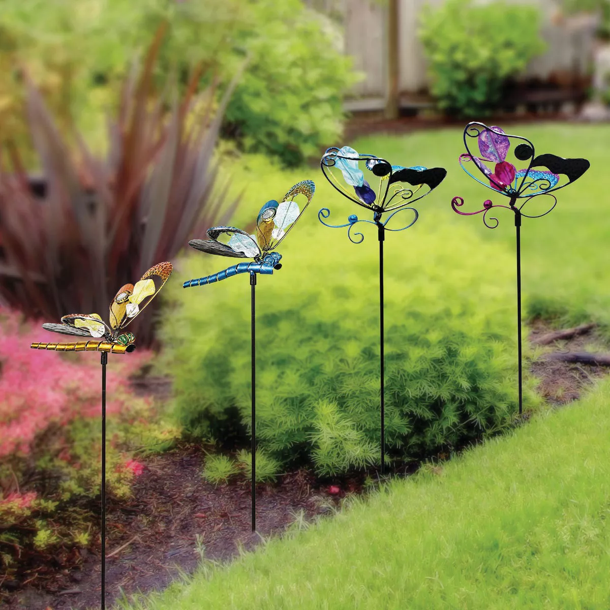 Alpine 36 In. Metal & Glass Assorted Insect Garden Stake Lawn Ornament - photo 3