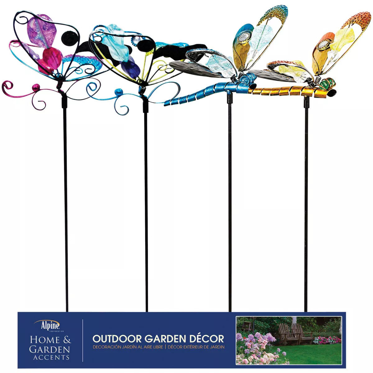 Alpine 36 In. Metal & Glass Assorted Insect Garden Stake Lawn Ornament - photo 2