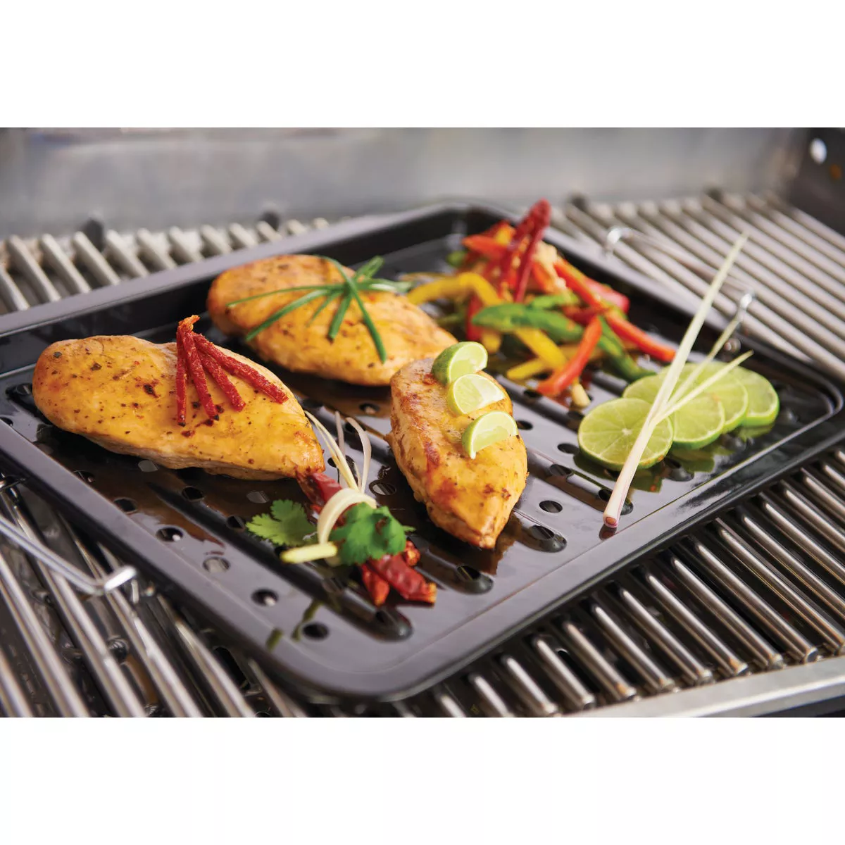 GrillPro 11 In. W. x 16 In. L. Porcelain Coated Stainless Steel Grill Topper Tray - photo 3