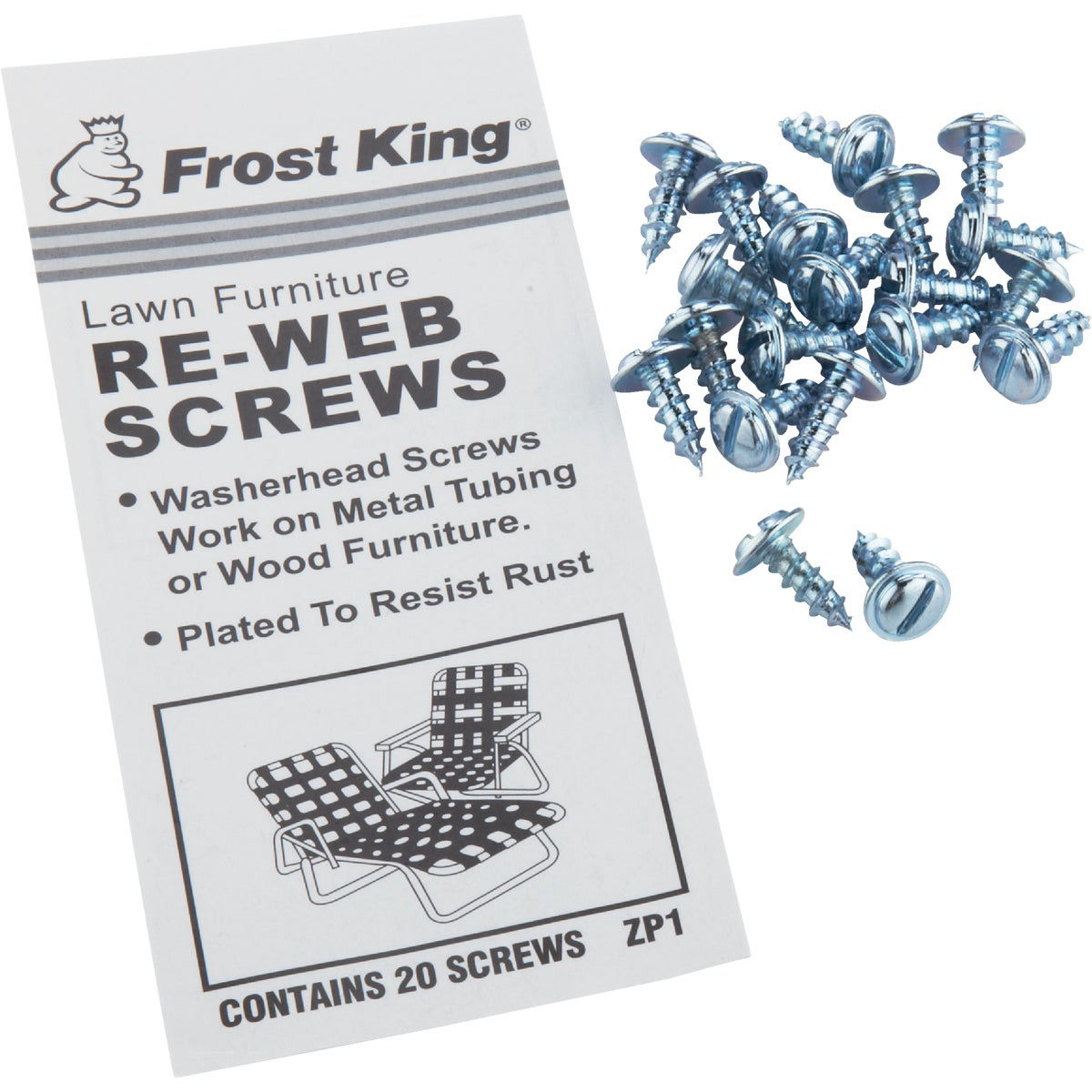 Frost King Plated Outdoor Chair Webbing Screws 20 Pack