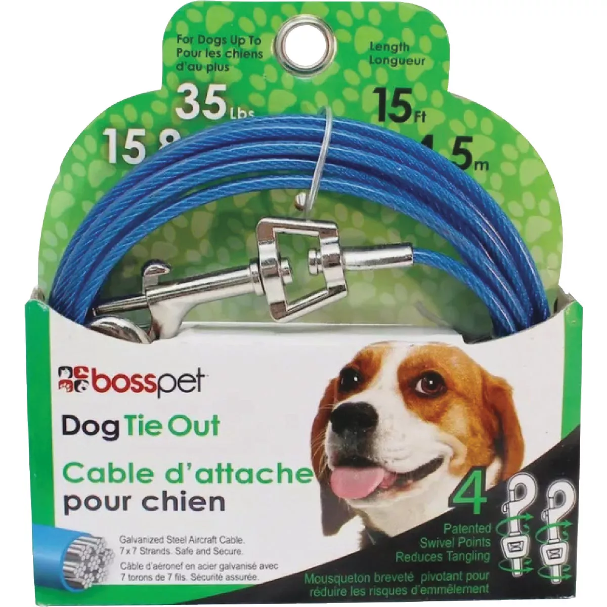 Boss Pet Guardian Gear Medium Dog Swivel Snap Dog Tie-Out, 15 Ft. - photo 2