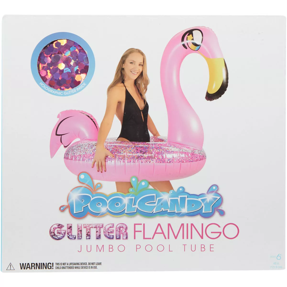 PoolCandy Glitter Flamingo Ride-On Tube Pool Float - photo 2